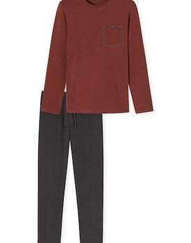 Schiesser Pyjama Long terracotta brown 180259 50/M