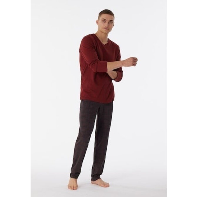 Schiesser Pyjama Long terracotta brown 180271 58/3XL