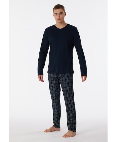 Schiesser Pyjama Long nightblue 180271 48/S