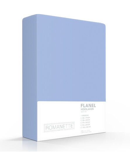 Romanette flanel hoeslaken  Licht blauw 90x200