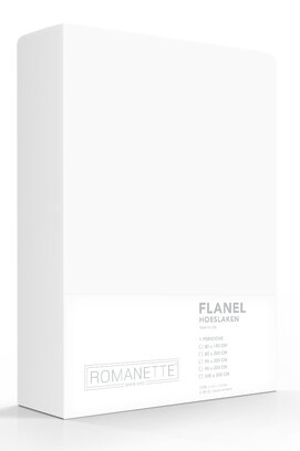 Romanette flanel hoeslaken  Wit 90x200