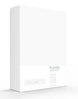 Romanette flanel hoeslaken  Wit 90x200