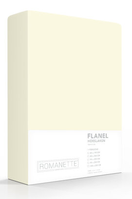 Romanette flanel hoeslaken  Ivoor 90x200