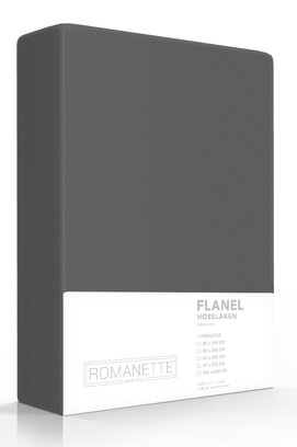 Romanette flanel hoeslaken  Antraciet 140x200