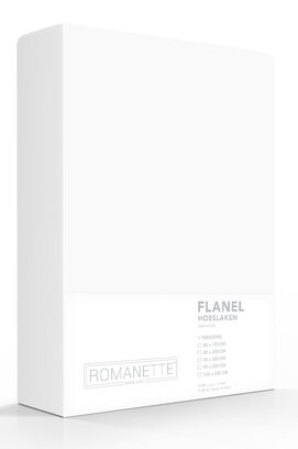 Romanette flanel hoeslaken  Wit 160x200