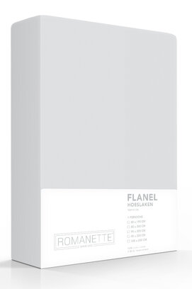 Romanette flanel hoeslaken  Zilver 180x200
