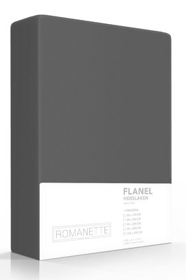 Romanette flanel hoeslaken  Antraciet 180x200