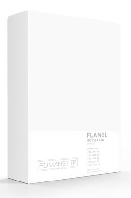 Romanette flanel hoeslaken  Wit 90x220