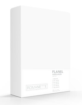 Romanette flanel hoeslaken  Wit 90x220