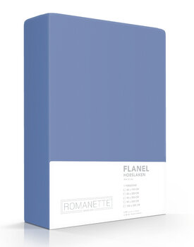 Romanette flanel hoeslaken  Jeans 90x220