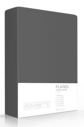 Romanette flanel hoeslaken  Antraciet 80x200