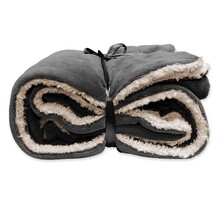 Unique Living Lars coral fleece/suede plaid 150x200cm dark grey