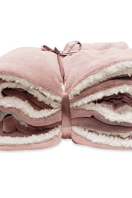 Unique Living Lars coral fleece/suede plaid 150x200cm old pink