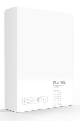 Romanette flanel hoeslaken  Wit 140x200