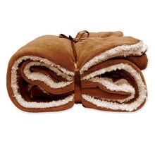 Unique Living Lars coral fleece/suede plaid 150x200cm Leather Brown