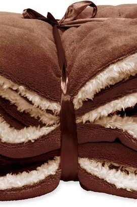 Unique Living Lars coral fleece/suede plaid 150x200cm Rocky Brown