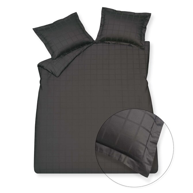 Vandyck Home 78 Check 300Tc Dekbedovertrek Lits-jumeaux XL (260x240) off black Vandyck Home 78 Check 300Tc Dekbedovertrek Lits-jumeaux XL (260x240) off black