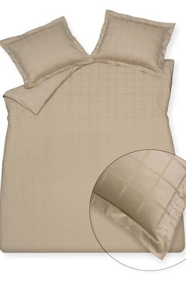 Vandyck Home 78 Check 300Tc Dekbedovertrek 1-persoons (140x200/220) stone