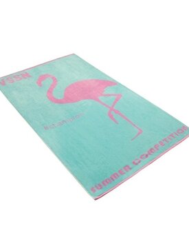 Vossen strandlaken Mister flamingo capri blue 100x180