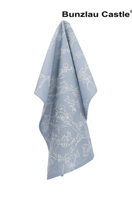 Bunzlau Castle Almond Blossom theedoek 65x65 Grey Blue
