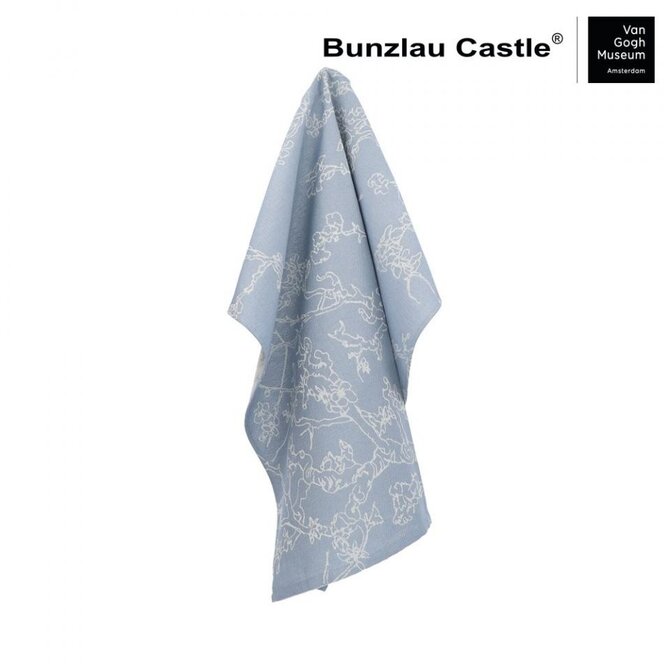 Bunzlau Castle Almond Blossom theedoek 65x65 Grey Blue Bunzlau Castle Almond Blossom theedoek 65x65 Grey Blue