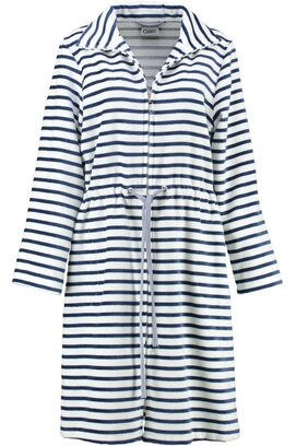 Cawö Dames Badjas kort met Tunnelkoord en Rits 6597  Navy 40