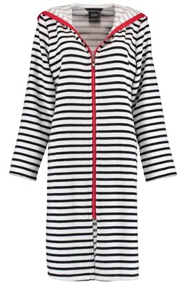 Cawö Dames Badjas kort met Capuchon en Ritssluiting 1244 Schwarz-weiss  36