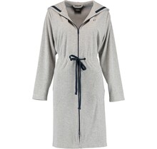 Cawö Dames Badjas met Capuchon, band en rits 821 - Grau-blau  XS