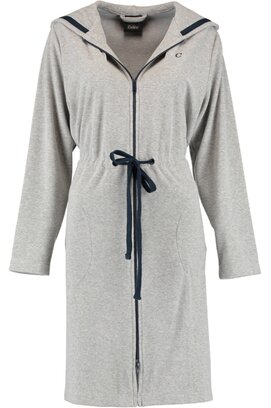 Cawö Dames Badjas met Capuchon, band en rits 821 - Grau-blau  XS