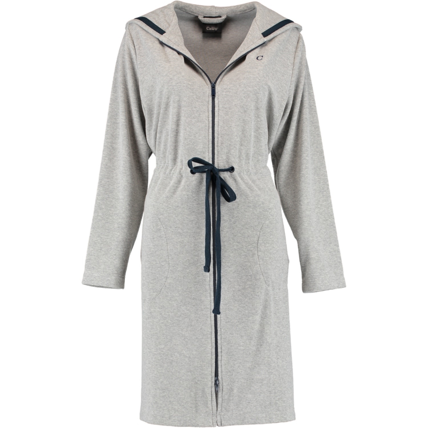 Cawö Dames Badjas met Capuchon en Rits 6432 Türkis 40