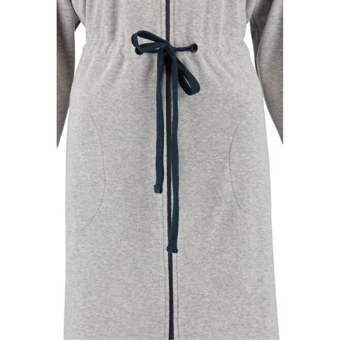 Cawö Dames Badjas met Capuchon, band en rits 821 - Grau-blau  XS