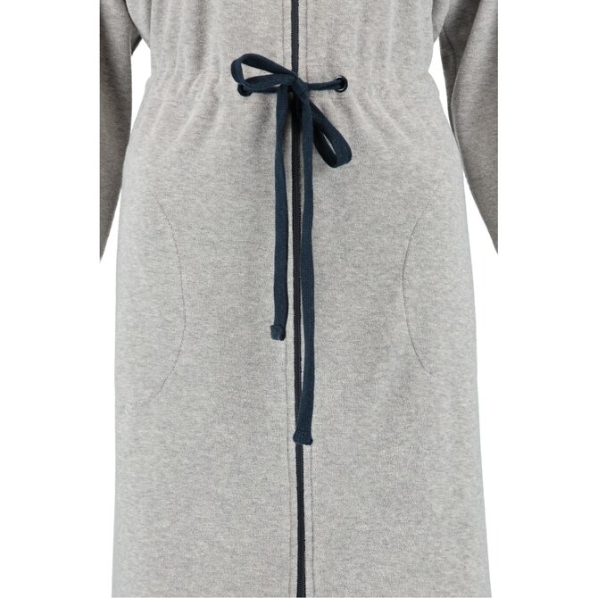 Cawö Dames Badjas met Capuchon, band en rits 821 - Grau-blau  S