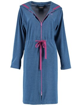 Cawö Dames Badjas met Capuchon, band en rits 821 - Blau-beere  XS