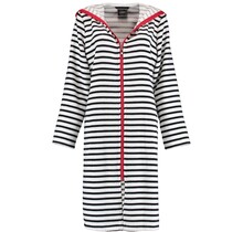 Cawö Dames Badjas kort met Capuchon en Ritssluiting 1244 Schwarz-weiss  38