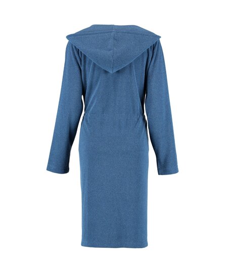 Cawö Dames Badjas met Capuchon, band en rits 821 - Blau-beere  XL