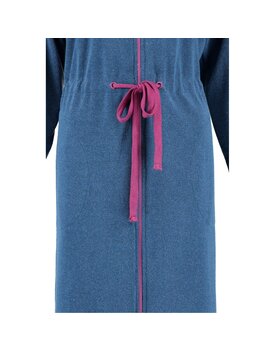 Cawö Dames Badjas met Capuchon, band en rits 821 - Blau-beere  XL