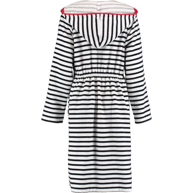 Cawö Dames Badjas kort met Capuchon en Ritssluiting 1244 Schwarz-weiss  40