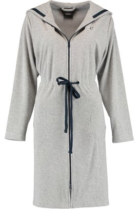 Cawö Dames Badjas met Capuchon, band en rits 821 - Grau-blau  XL