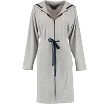 Cawö Dames Badjas met Capuchon, band en rits 821 - Grau-blau  M