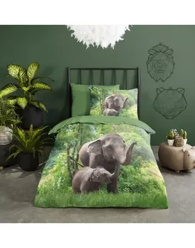 Good Morning nr.30754 Elephants 140x220 groen