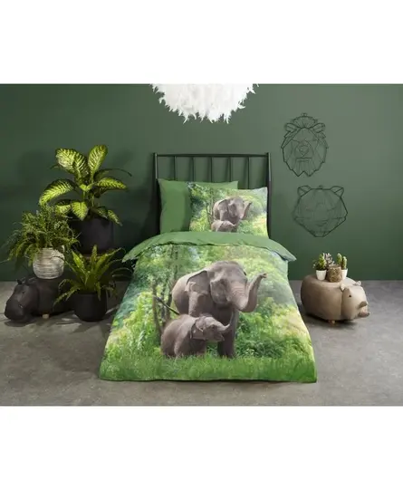 Good Morning nr.30754 Elephants 140x220 groen