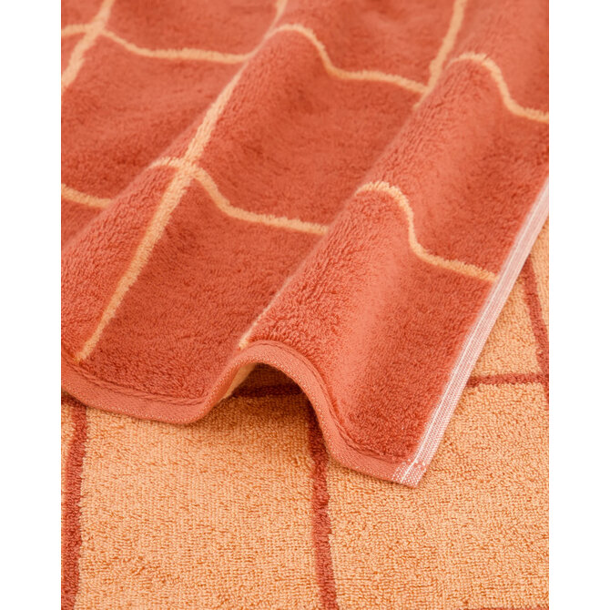 Cawö Park Check Handdoek brick 50/100