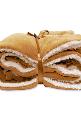 Unique Living Lars coral fleece/suede plaid 150x200cm Honey