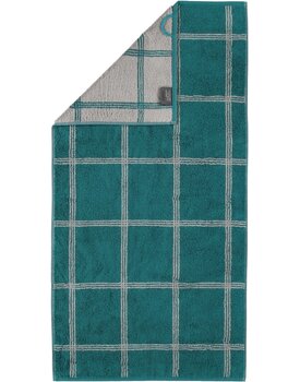 Cawo Two-Tone Grafik Handdoek  Smaragd 50x100