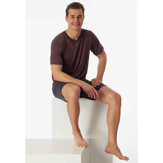 Schiesser Pyjama Short charcoal 181178 48/S Schiesser Pyjama Short charcoal 181178 48/S