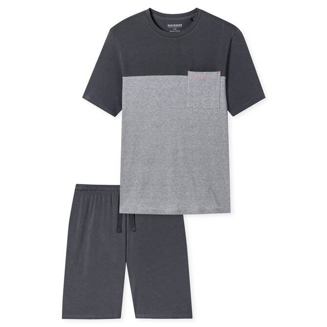 Schiesser Pyjama Short charcoal 181167 48/S Schiesser Pyjama Short charcoal 181167 48/S