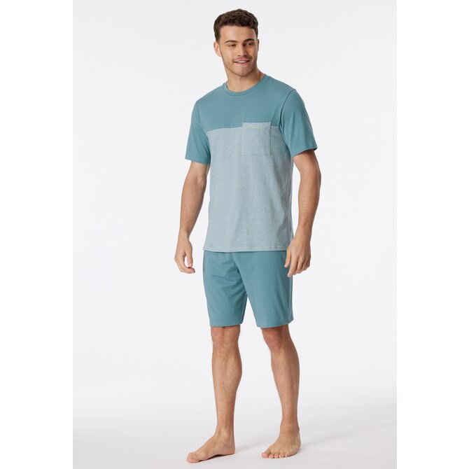 Schiesser Pyjama Short bluegrey 181167 48/S Schiesser Pyjama Short bluegrey 181167 48/S