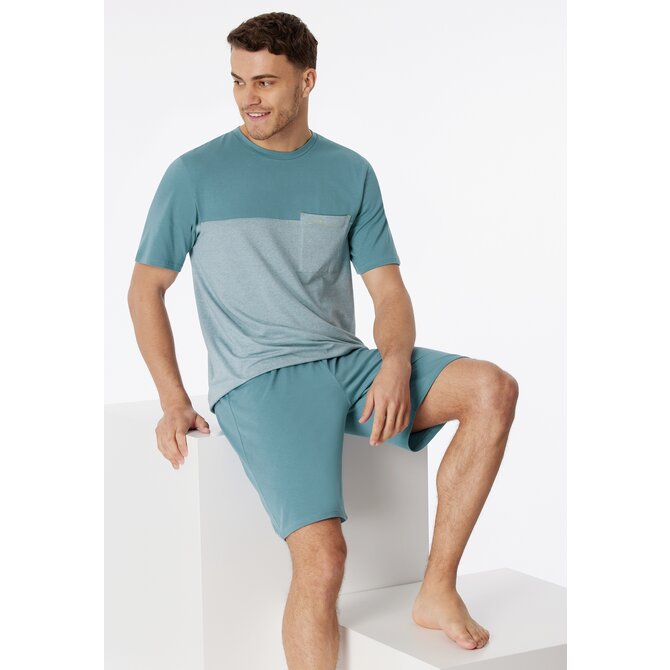 Schiesser Pyjama Short bluegrey 181167 48/S Schiesser Pyjama Short bluegrey 181167 48/S