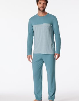 Schiesser Pyjama Long bluegrey 181170 56/XXL