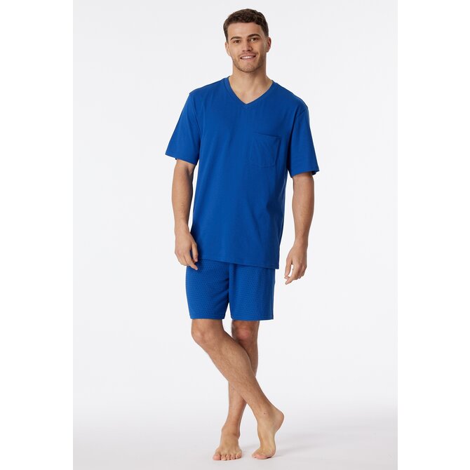 Schiesser Pyjama Short indigo blue 181153 48/S Schiesser Pyjama Short indigo blue 181153 48/S